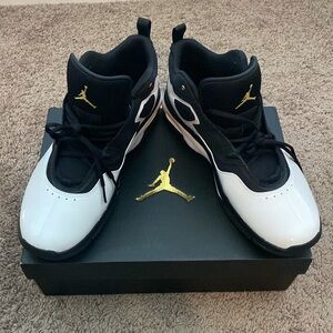 Brand New Come with Box Mens Jordan Stay Loyal 3 Black White Gold Sneakers
